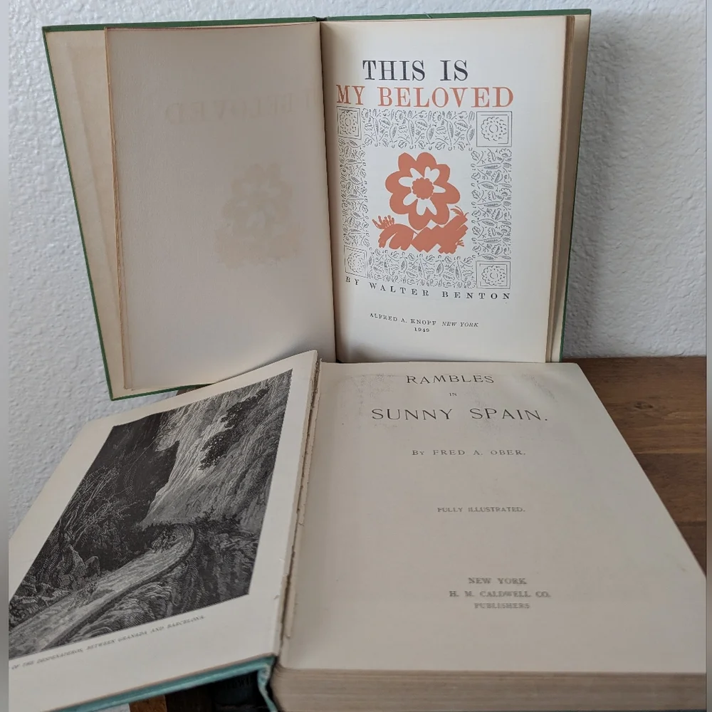 #7 Stack of 4 Hardcover Green Vintage Books - Picture 3 of 4
